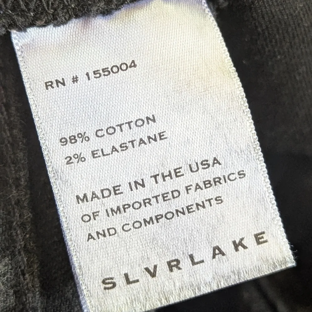 SLVRLAKE Wide Leg Raw Hem High Rise Grace Jeans Washed Black Shadow Ridge Sz 28